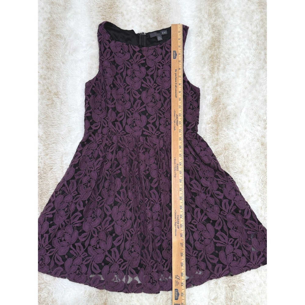 XXI Dress Womens Large Purple Lace Sleeveless Fit & Flare Witchy Whimsigoth - Picture 6 of 8